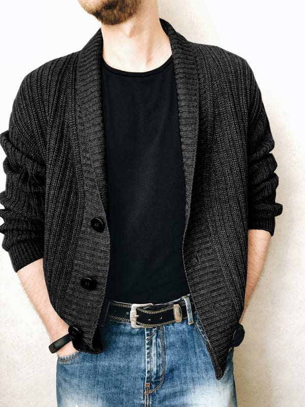 Men Shirts - Chic Men's Open Front Ribbed Cardigan - Versatile Layerin - Men Shirts | MENLL